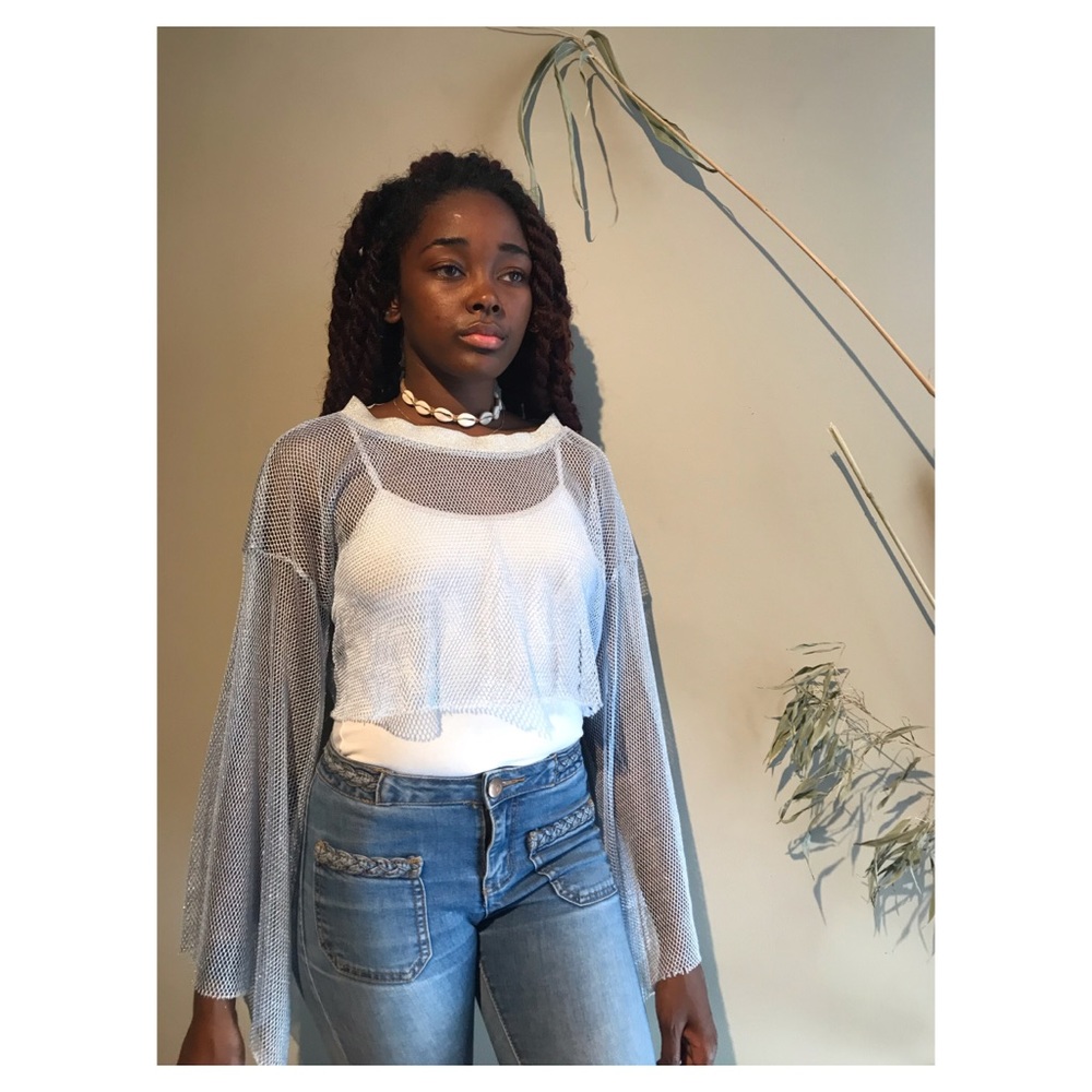 Blue Mesh Fashion Nova Crop Top